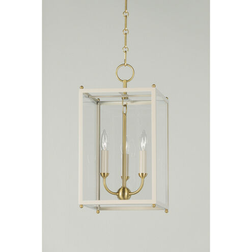Chaselton 3 Light 10 inch Aged Brass/Off White Hanging Lantern Ceiling Light
