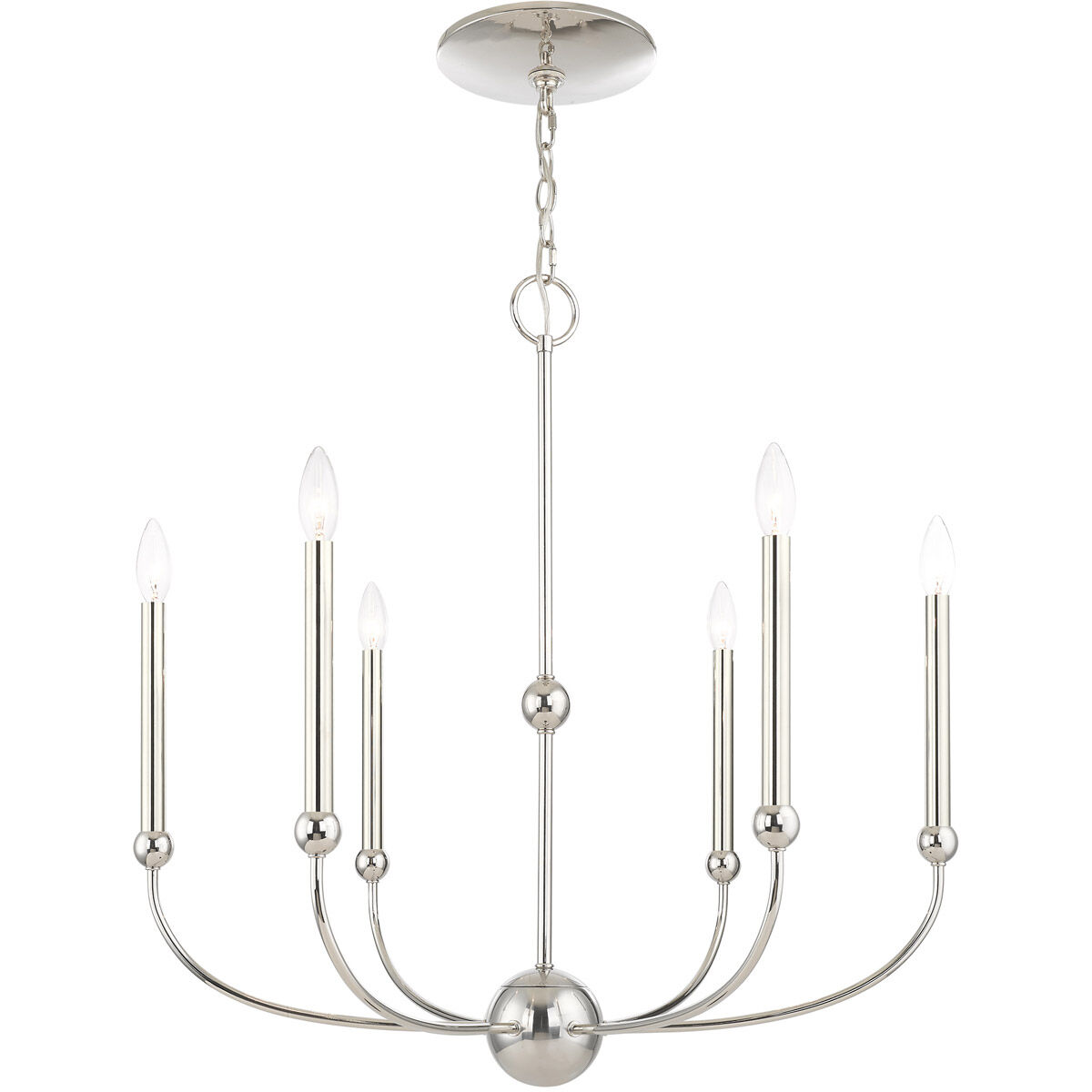 Cortlandt 6 Light 28 inch Polished Nickel Chandelier Ceiling Light