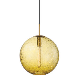 Rousseau 1 Light 16 inch Aged Brass Pendant Ceiling Light in Light Amber Glass 