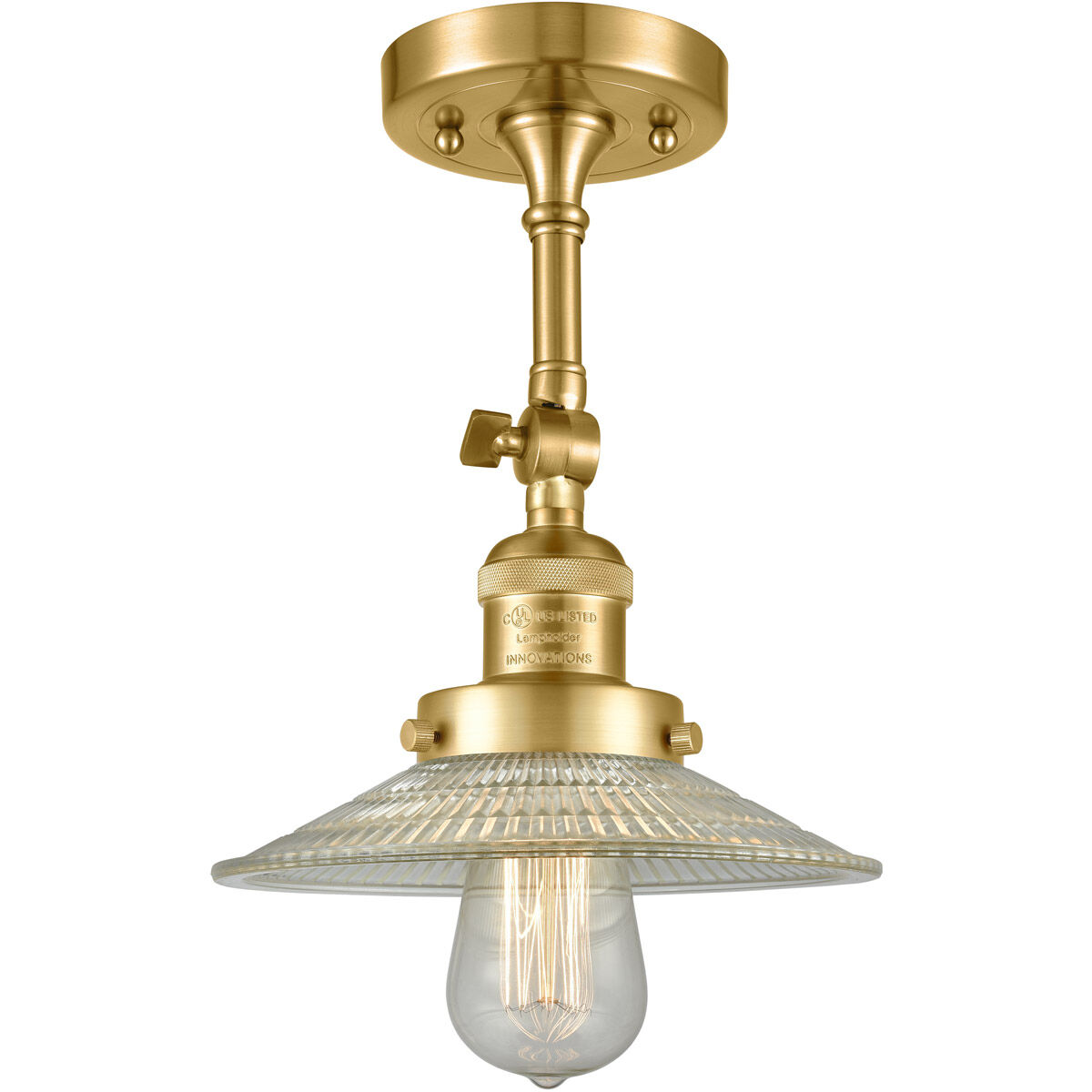 Franklin Restoration Halophane LED 9 inch Satin Gold Sconce Wall Light in Clear Halophane Glass, Franklin Restoration
