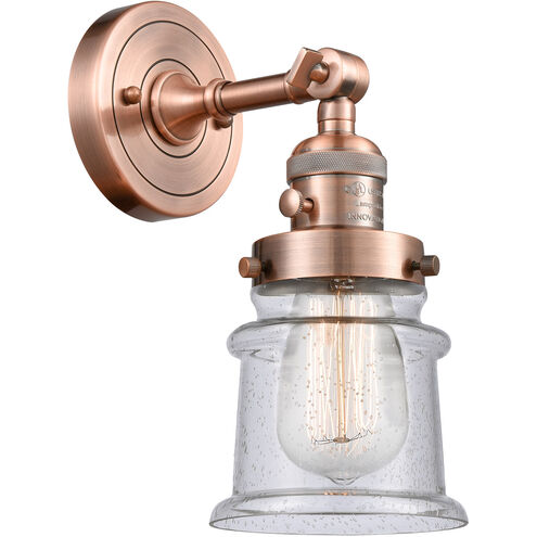 Franklin Restoration Small Canton 1 Light 7 inch Antique Copper Sconce Wall Light in Seedy Glass, Franklin Restoration