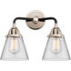 Nouveau 2 Small Cone 2 Light 14 inch Black Polished Nickel Bath Vanity Light Wall Light in Clear Glass