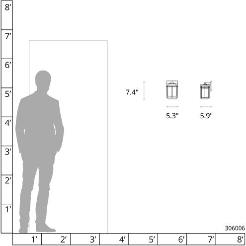 Tourou 1 Light 7.4 inch Coastal Black Outdoor Sconce, Small