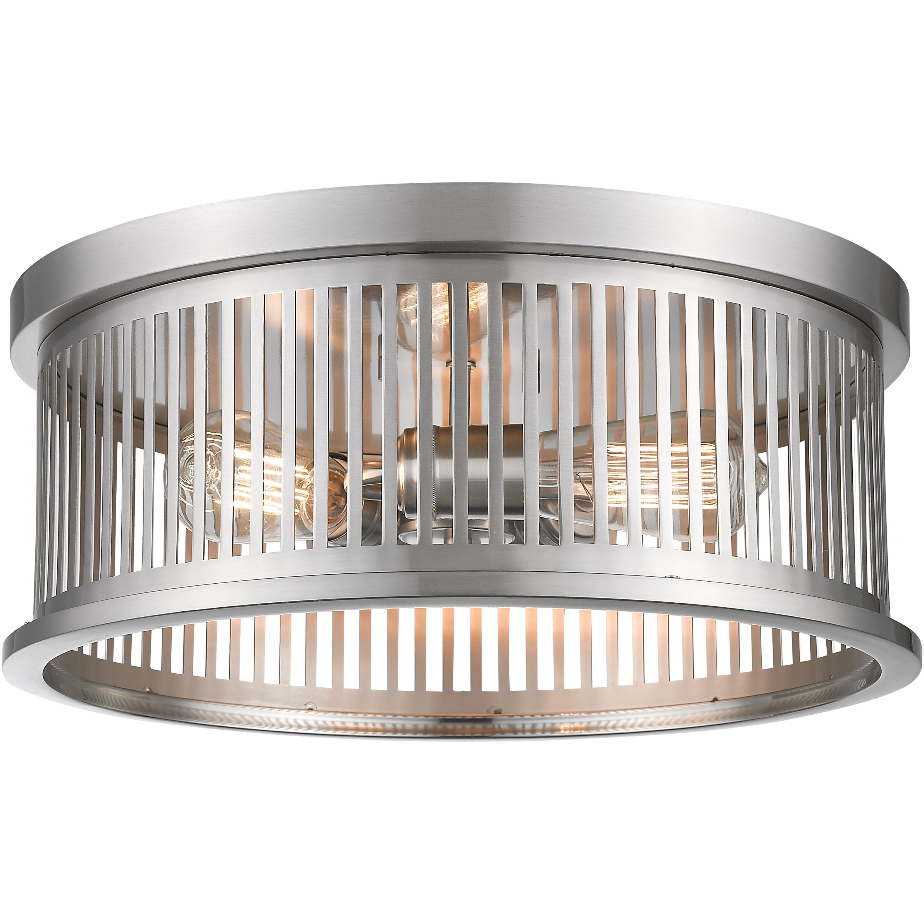 Camellia 3 Light 16 inch Brushed Nickel Flush Mount Ceiling Light in Brushed Nickel Steel