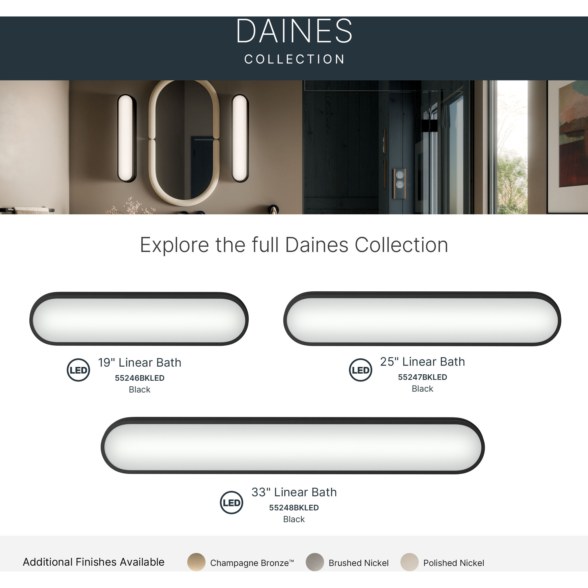 Daines LED 32.75 inch Black Bath Bar Wall Light