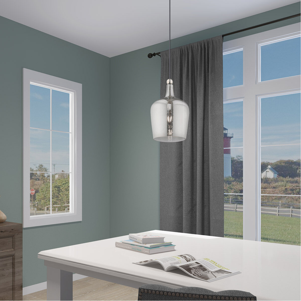 Art Glass 1 Light 9 inch Brushed Nickel Mini Pendant Ceiling Light