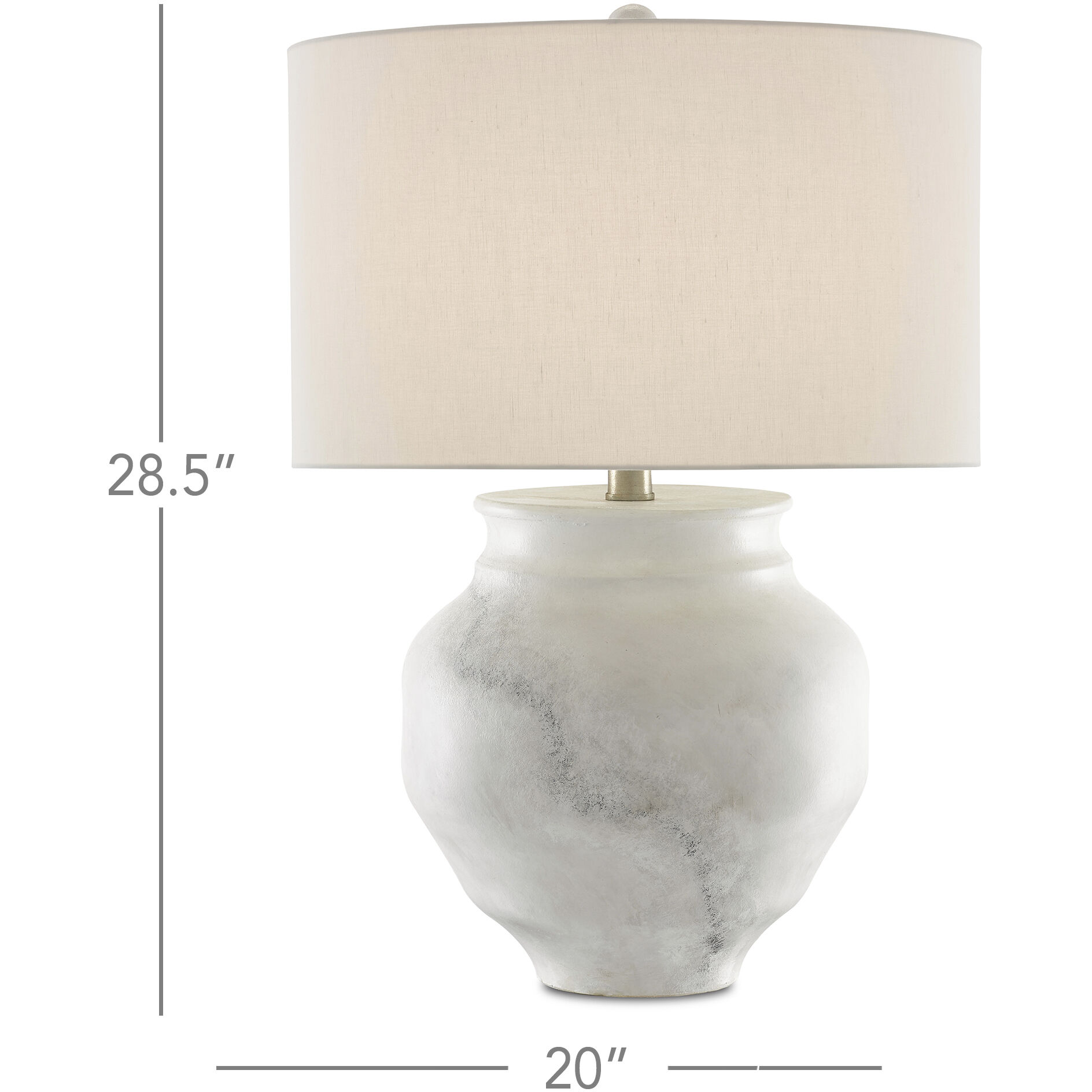 Kalossi 28.5 inch 150 watt Painted White and Gray/Contemporary Silver Leaf Table Lamp Portable Light