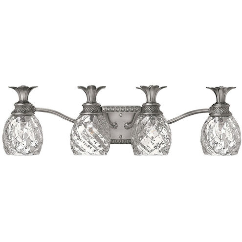 Plantation 4 Light 29 inch Polished Antique Nickel Vanity Light Wall Light