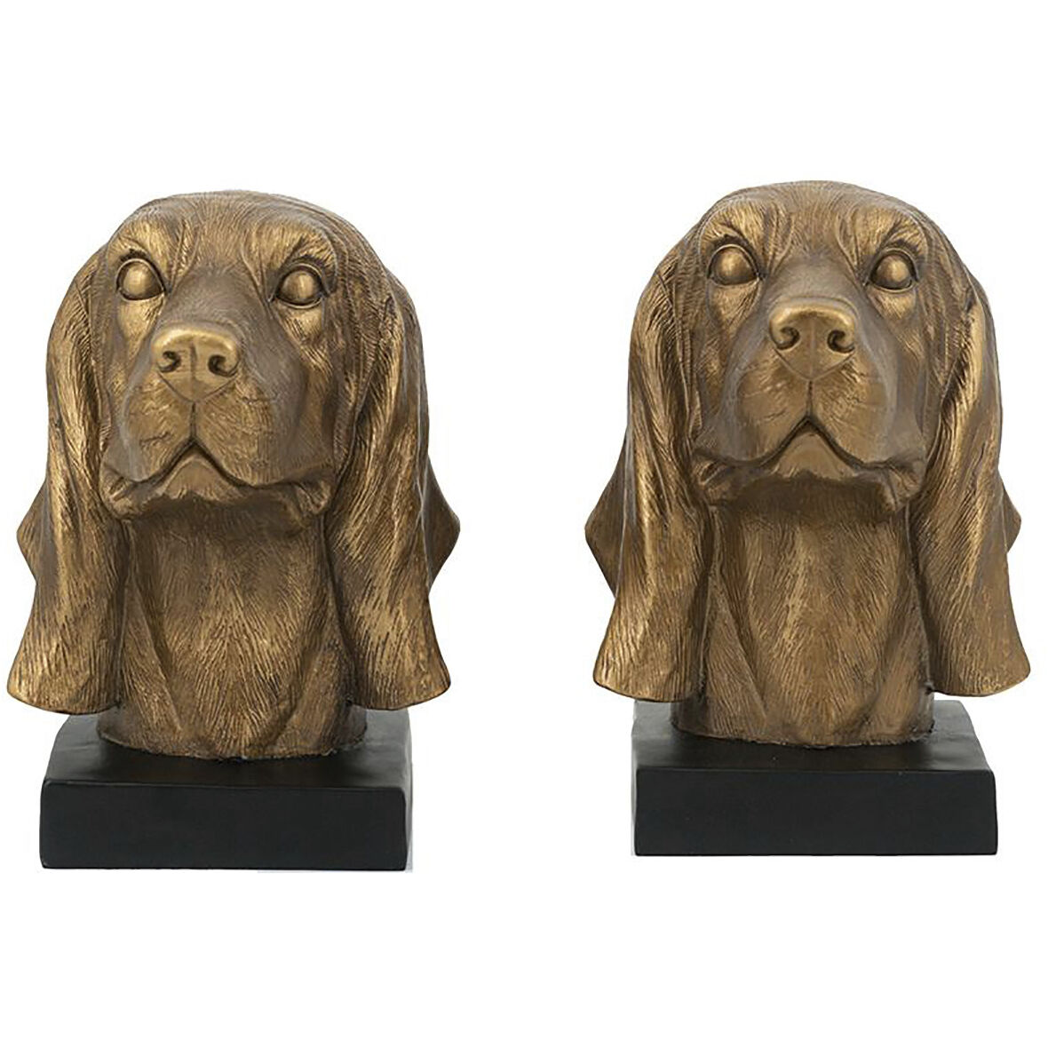 Basset Hound 7 X 5.9 inch Bronze and Black Bookends