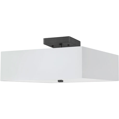 Seren 3 Light 14.25 inch Matte Black with White Semi-Flush Mount Ceiling Light