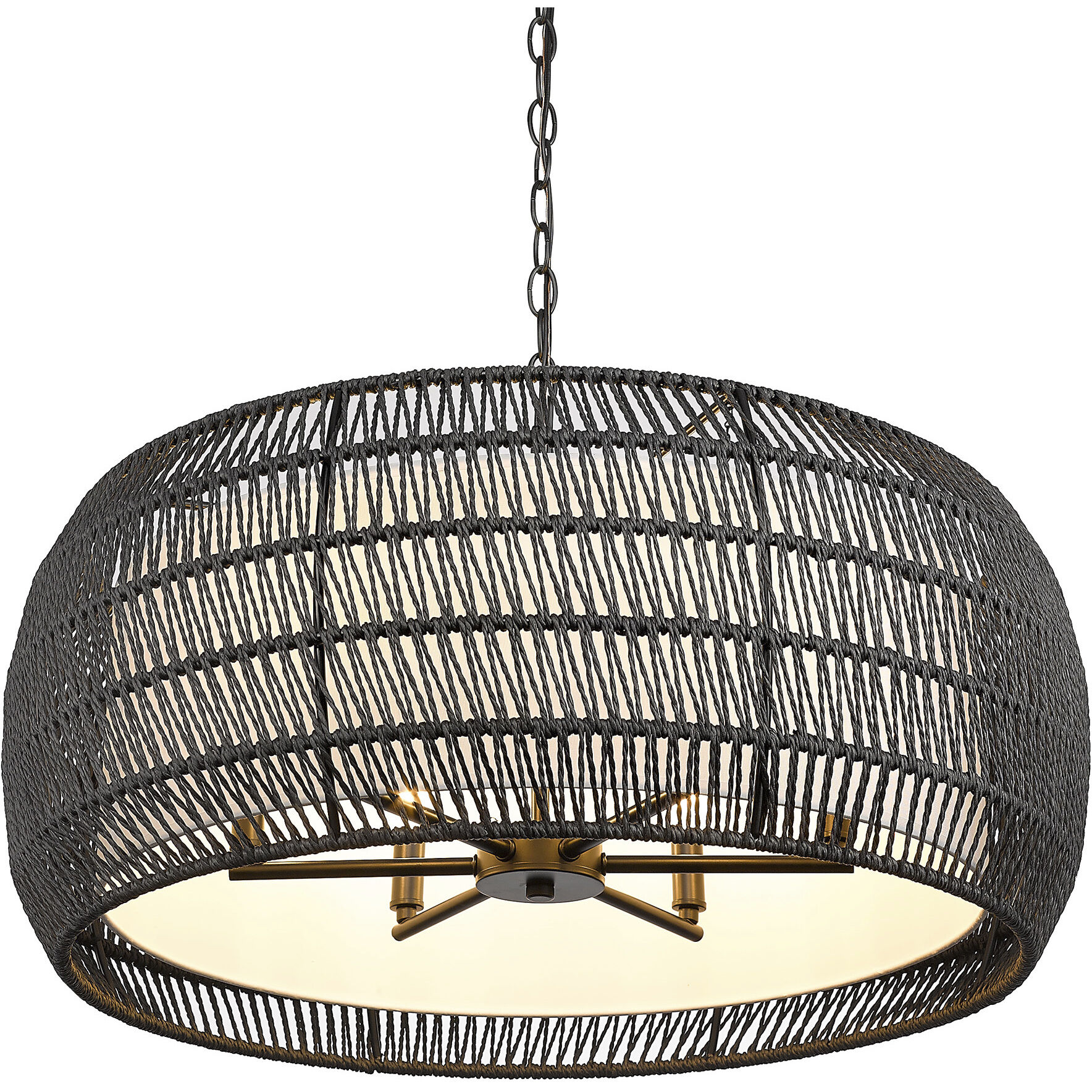 Everly 6 Light 27.13 inch Matte Black Chandelier Ceiling Light in Modern Black Rattan
