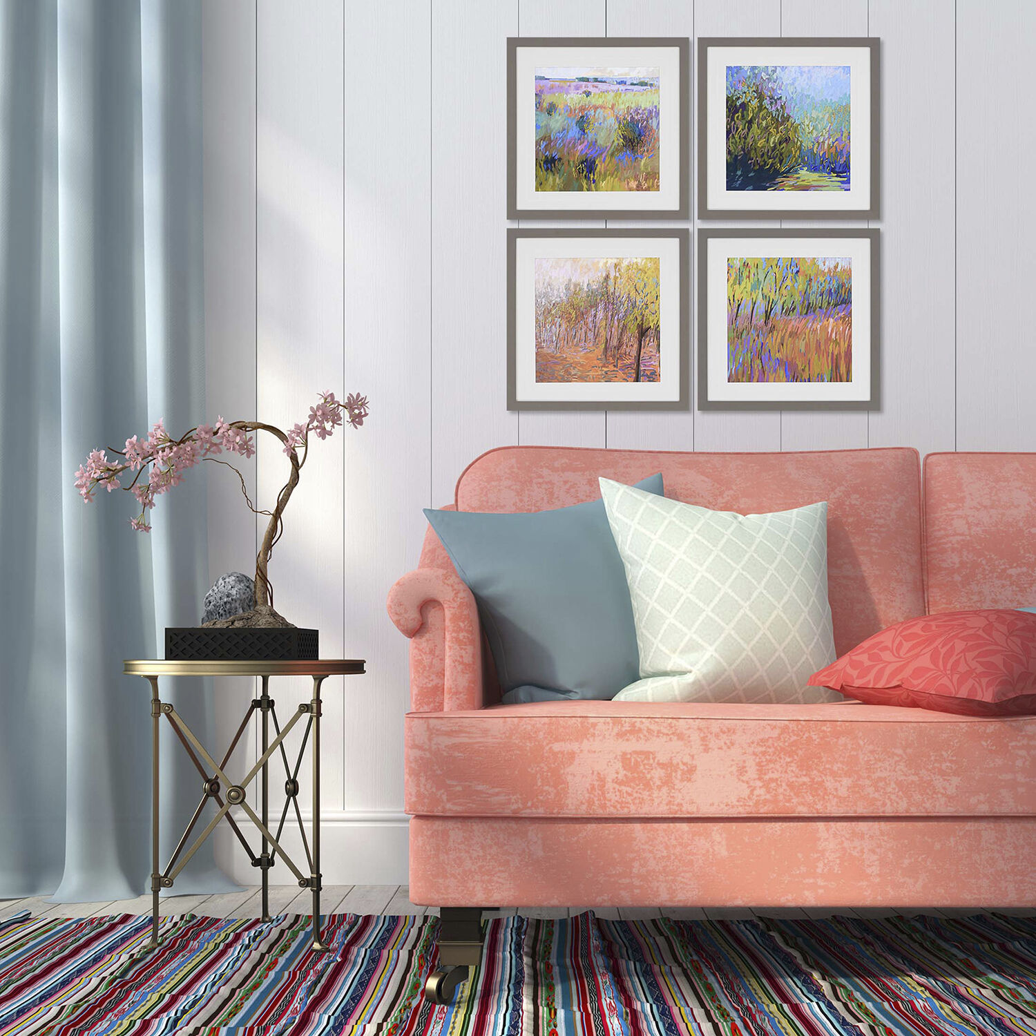 Landscapes Multi and Orange and Turquoise and Purple Framed Art