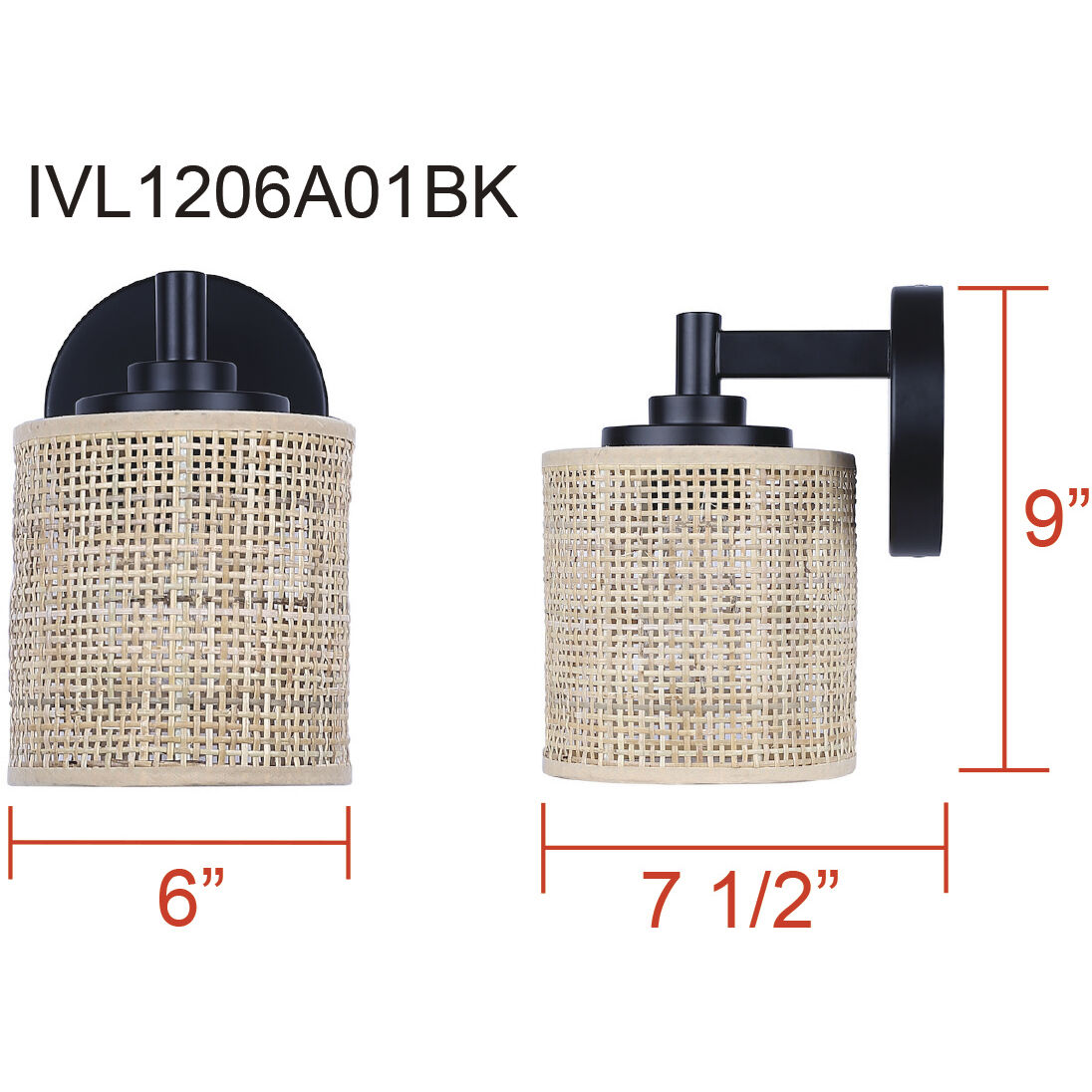 Meadow 1 Light 7.5 inch Black Vanity Light Wall Light