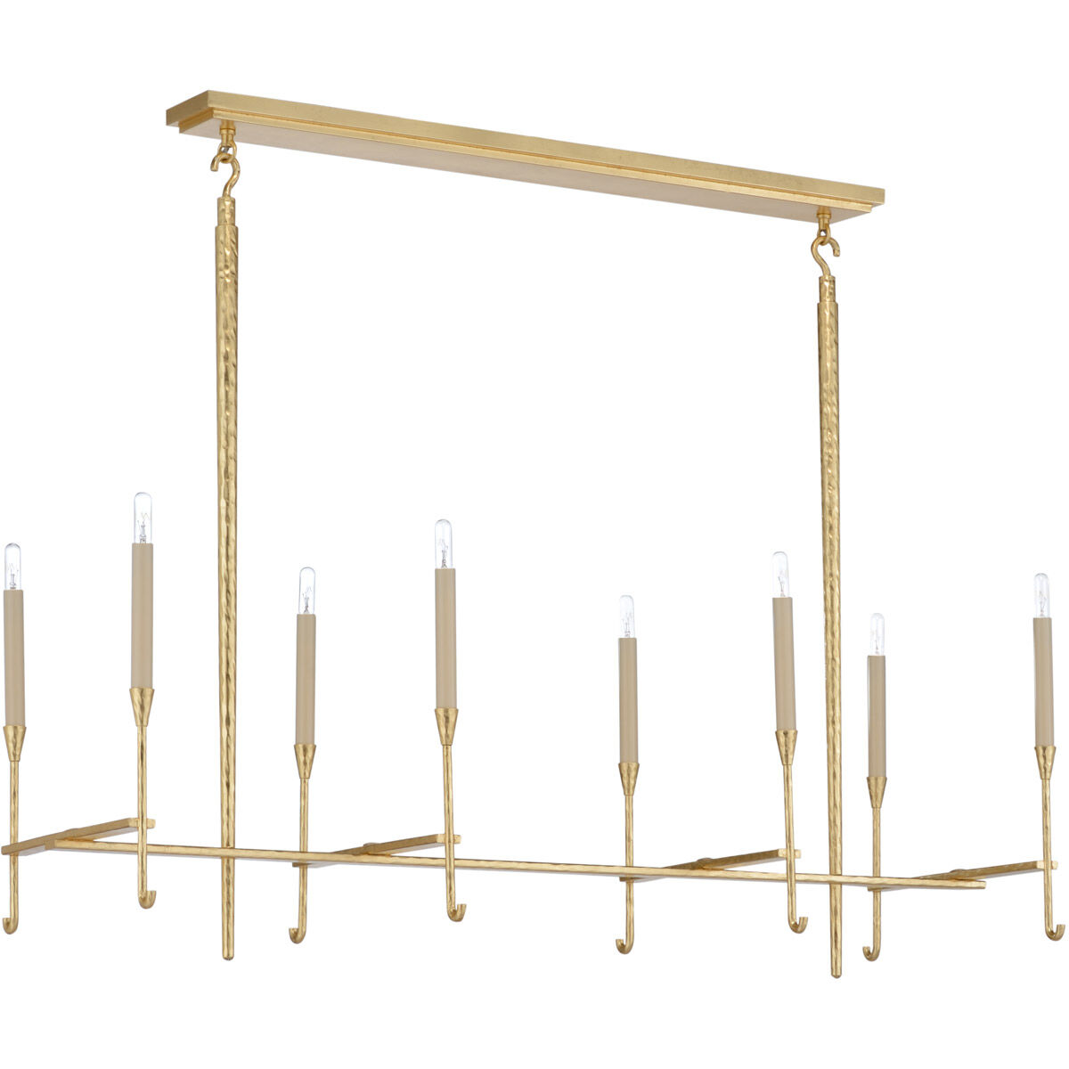 Wildwood 8 Light 46 inch Hammered/Gold Leaf Chandelier Ceiling Light