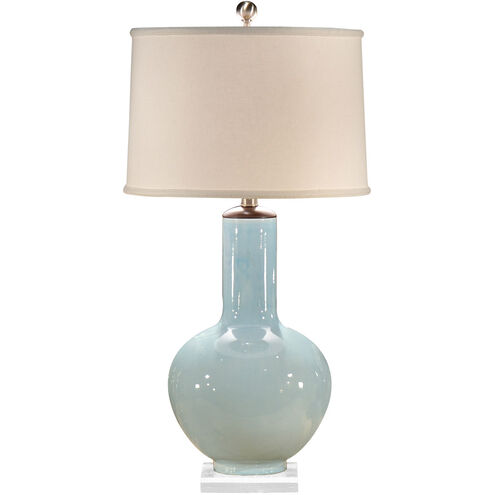 Waterfront 31 inch 100 watt Pale Blue Glaze Table Lamp Portable Light
