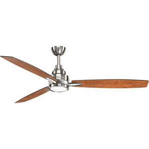 Effort 60 inch Brushed Nickel with Silver/Cherry Blades Ceiling Fan, Progress LED