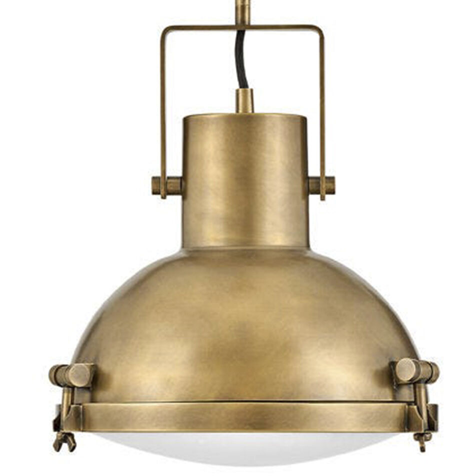 Nautique 1 Light 13 inch Heritage Brass Indoor Pendant Ceiling Light in White