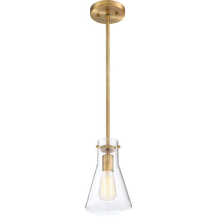 Industrial 1 Light 6.25 inch Natural Brass Pendant Ceiling Light