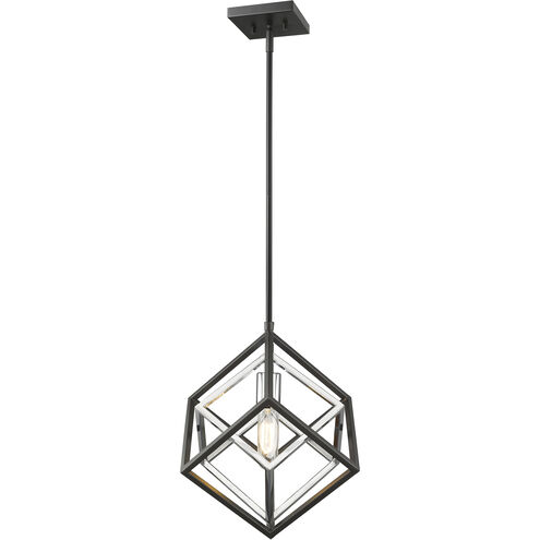 Euclid 1 Light 12 inch Chrome and Matte Black Pendant Ceiling Light