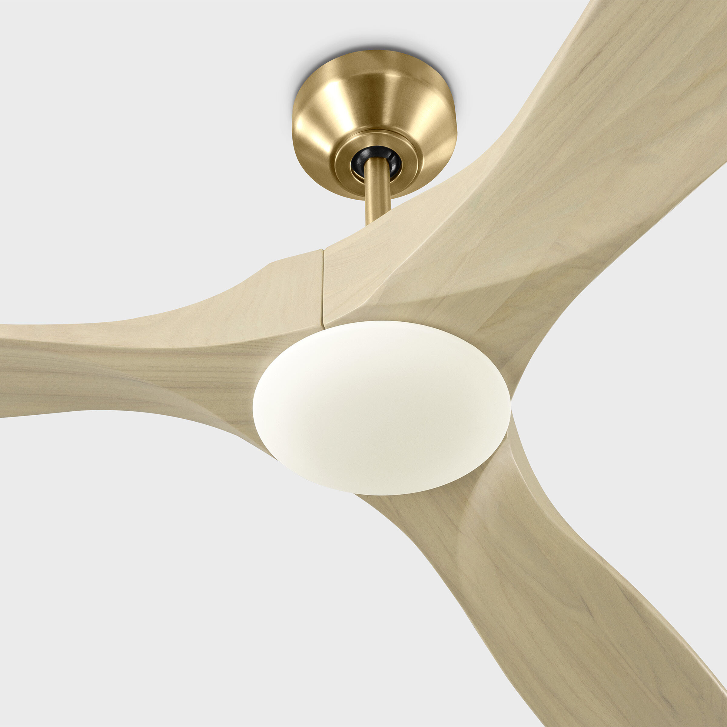 Maverick 60 inch Burnished Brass with Washed White Oak Blades Indoor/Outdoor Smart Ceiling Fan in Included