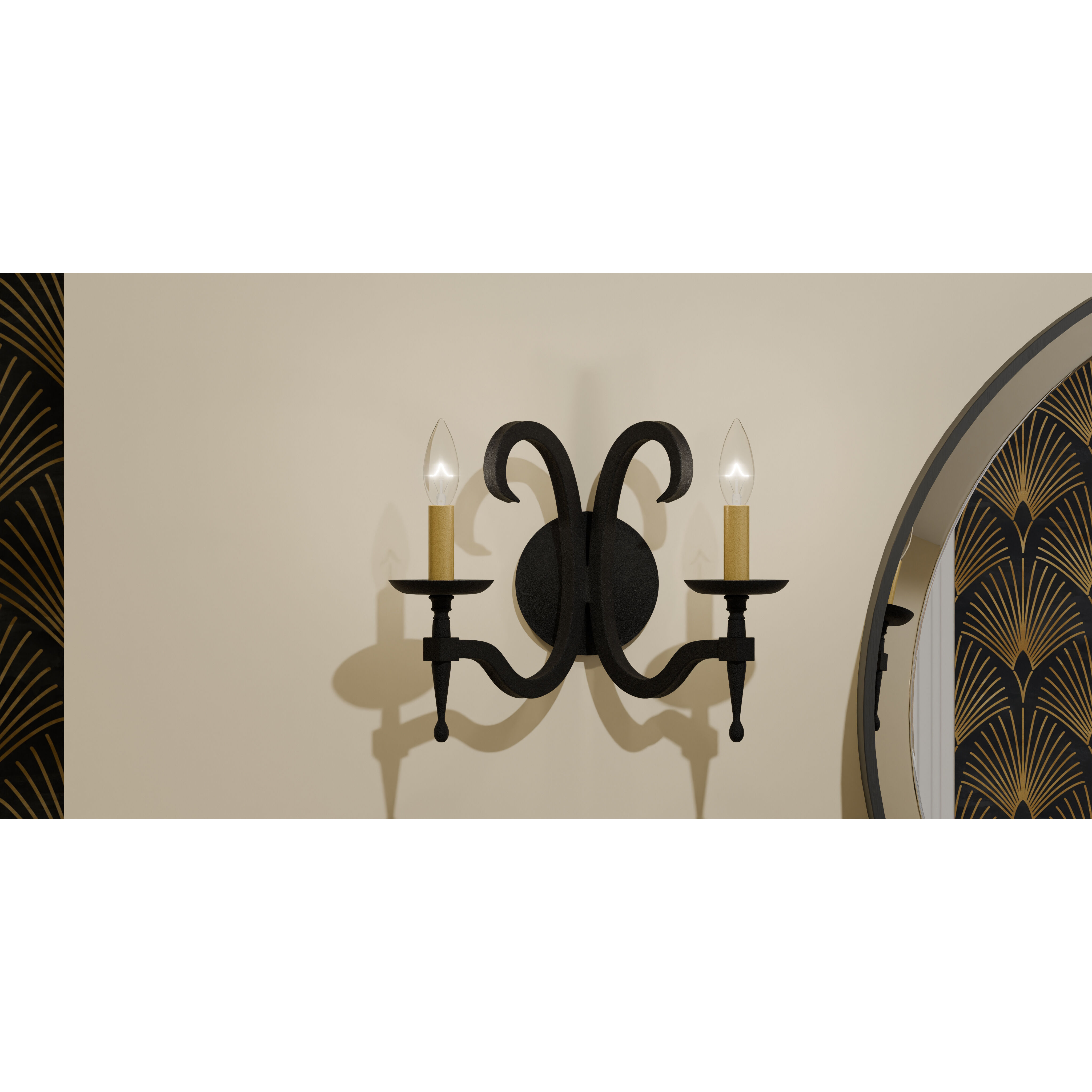 Octavia 2 Light 14 inch Earth Black Wall Sconce Wall Light, Small