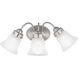 Fluted Glass 3 Light 16 inch Brushed Nickel Bath Vanity Wall Light in Etched