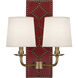 Williamsburg Lightfoot 2 Light 13.5 inch Dragons Blood Wall Sconce Wall Light in Aged Brass