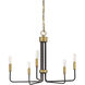 Transitional 5 Light 24 inch Oil Rubbed Bronze with Natural Brass Chandelier Ceiling Light
