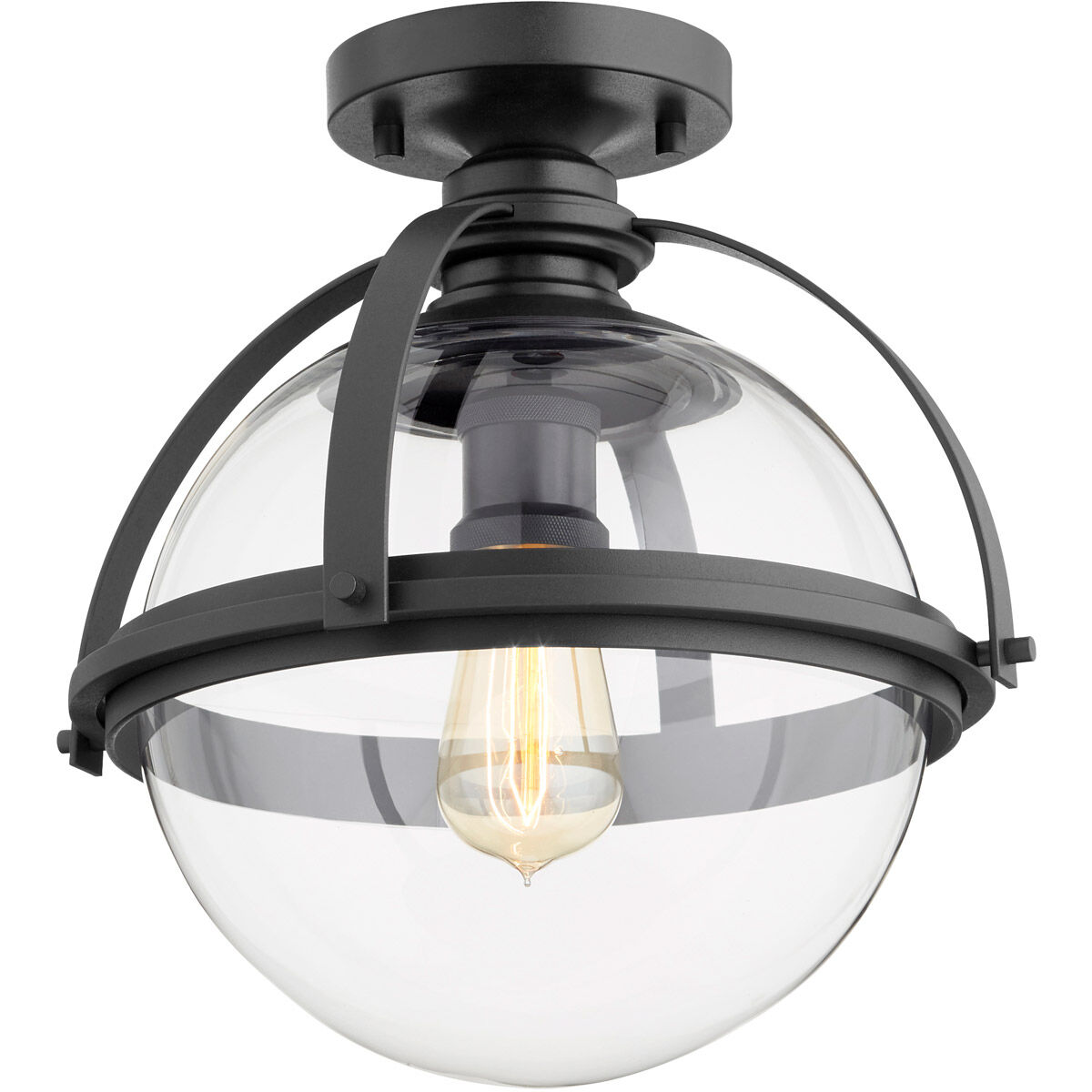 Meridian 1 Light 12.5 inch Noir Semi Flush Mount Ceiling Light