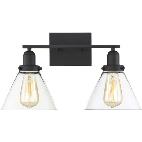 Drake 2 Light 17.75 inch Black Bathroom Vanity Light Wall Light, Essentials