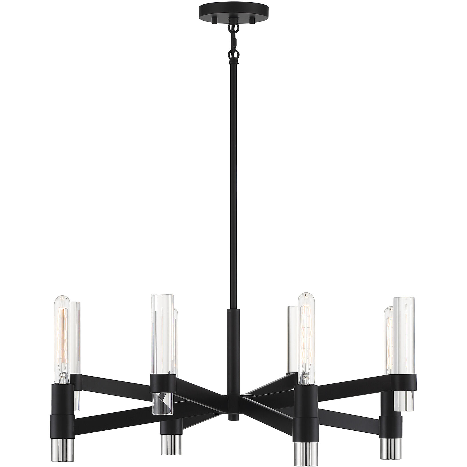 Windamere 4 Light 28 inch Textured Black with Polished Nickel Chandelier Ceiling Light