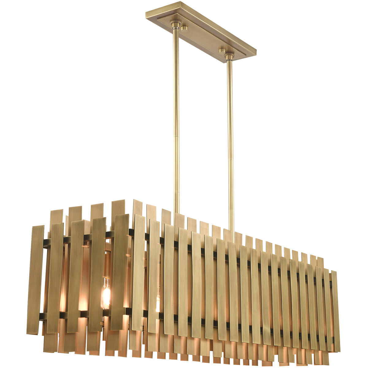 Greenwich 5 Light 42 inch Natural Brass Linear Chandelier Ceiling Light