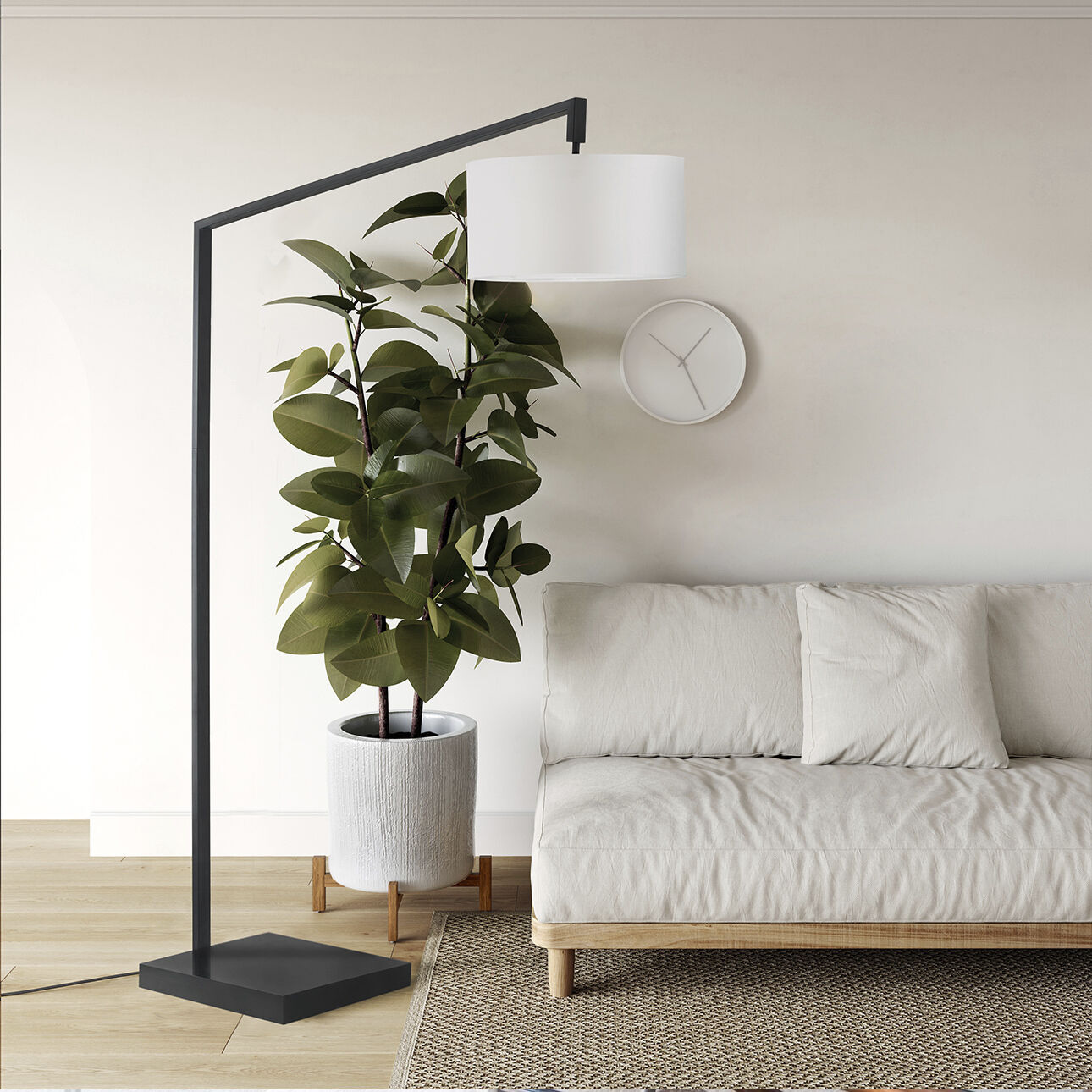 Stretch 75 inch 60.00 watt Matte Black Arc Floor Lamp Portable Light