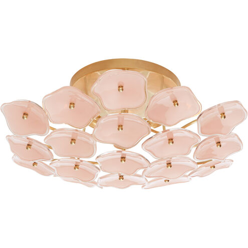 kate spade new york Leighton 3 Light 20 inch Soft Brass Flush Mount Ceiling Light in Blush Tinted Glass, Medium