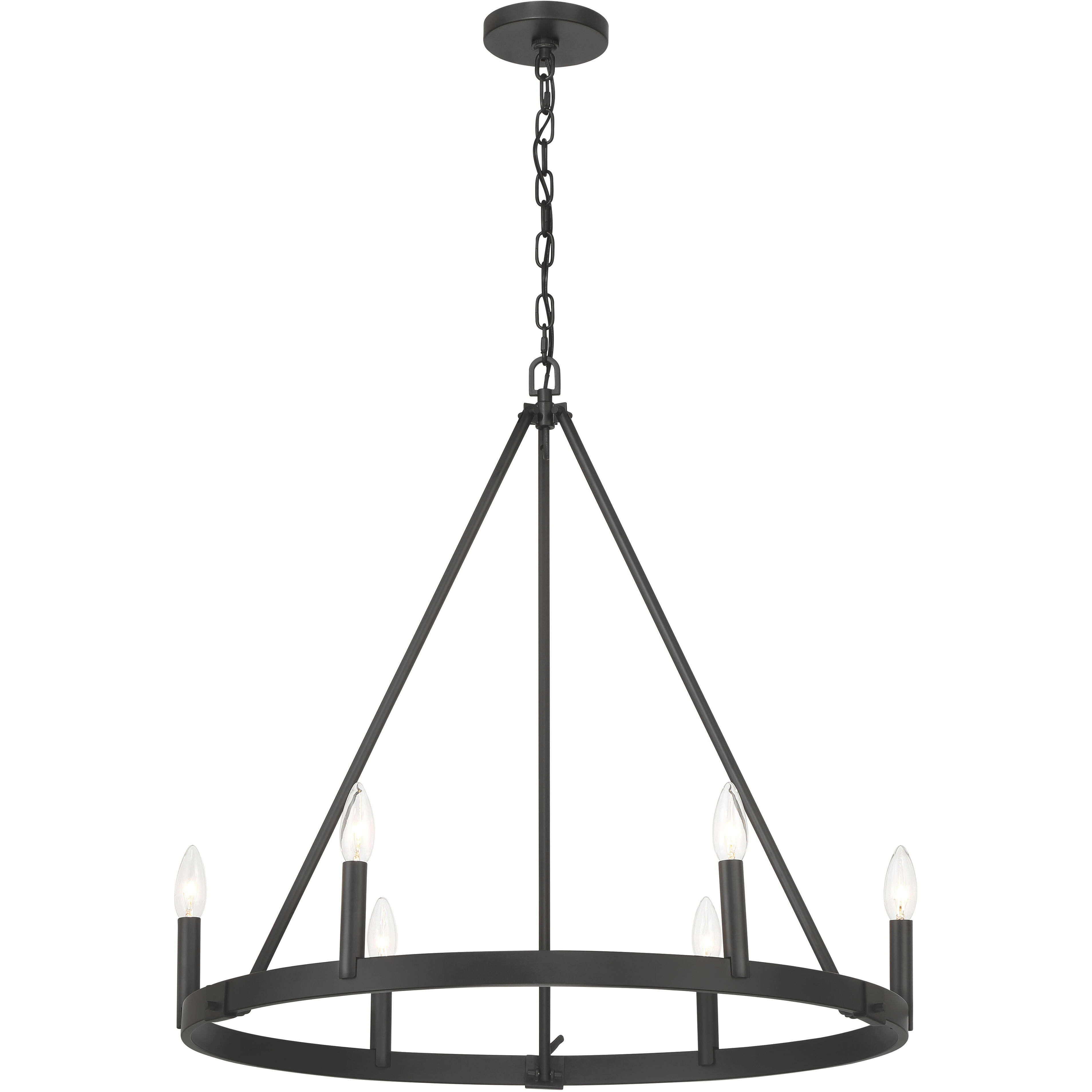 Dutton 6 Light 27.75 inch Coal Black Chandelier Ceiling Light