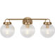 Drew & Jonathan Preston 3 Light 24 inch Satin Brass Bath Vanity Wall Light