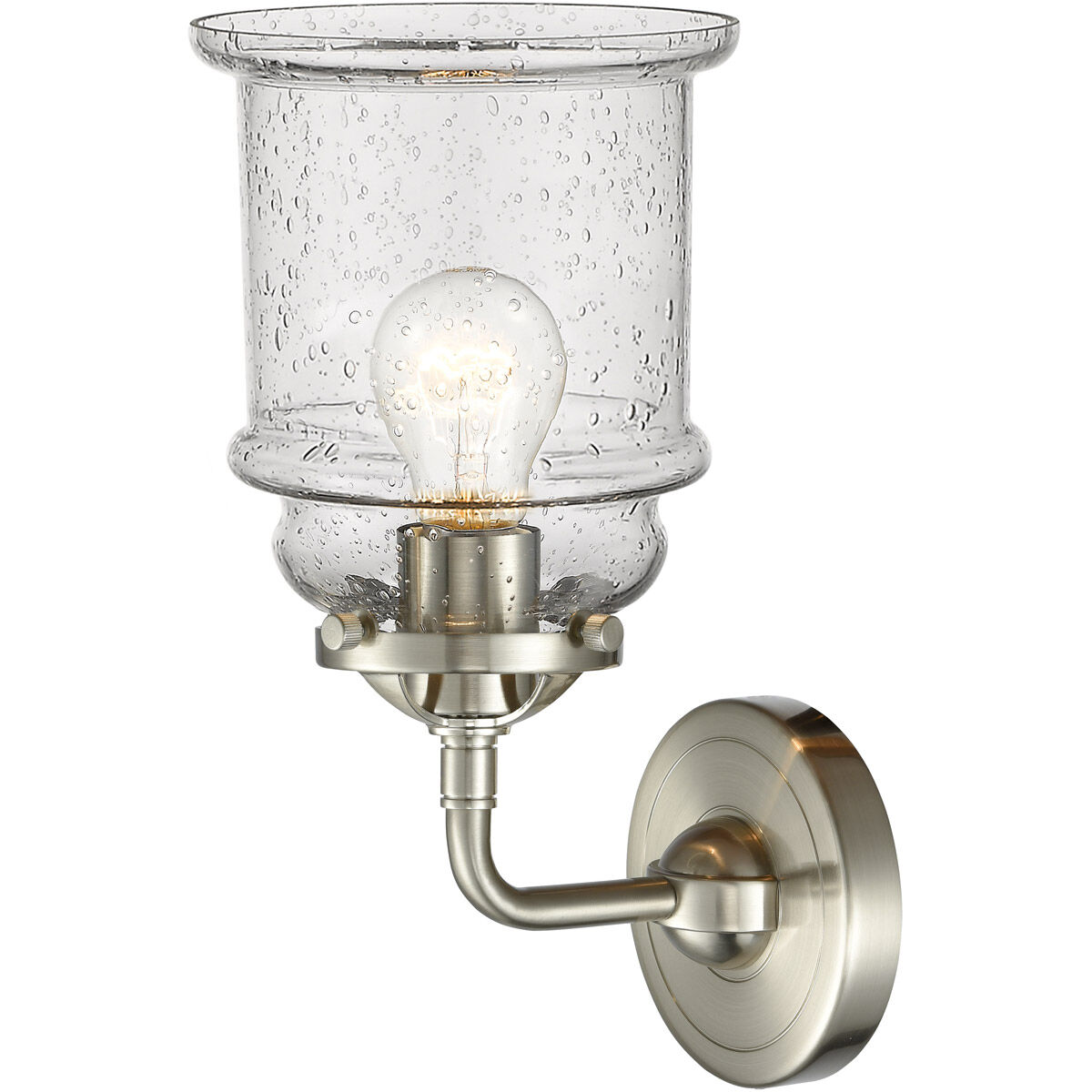 Nouveau Canton LED 6 inch Brushed Satin Nickel Sconce Wall Light in Seedy Glass, Nouveau