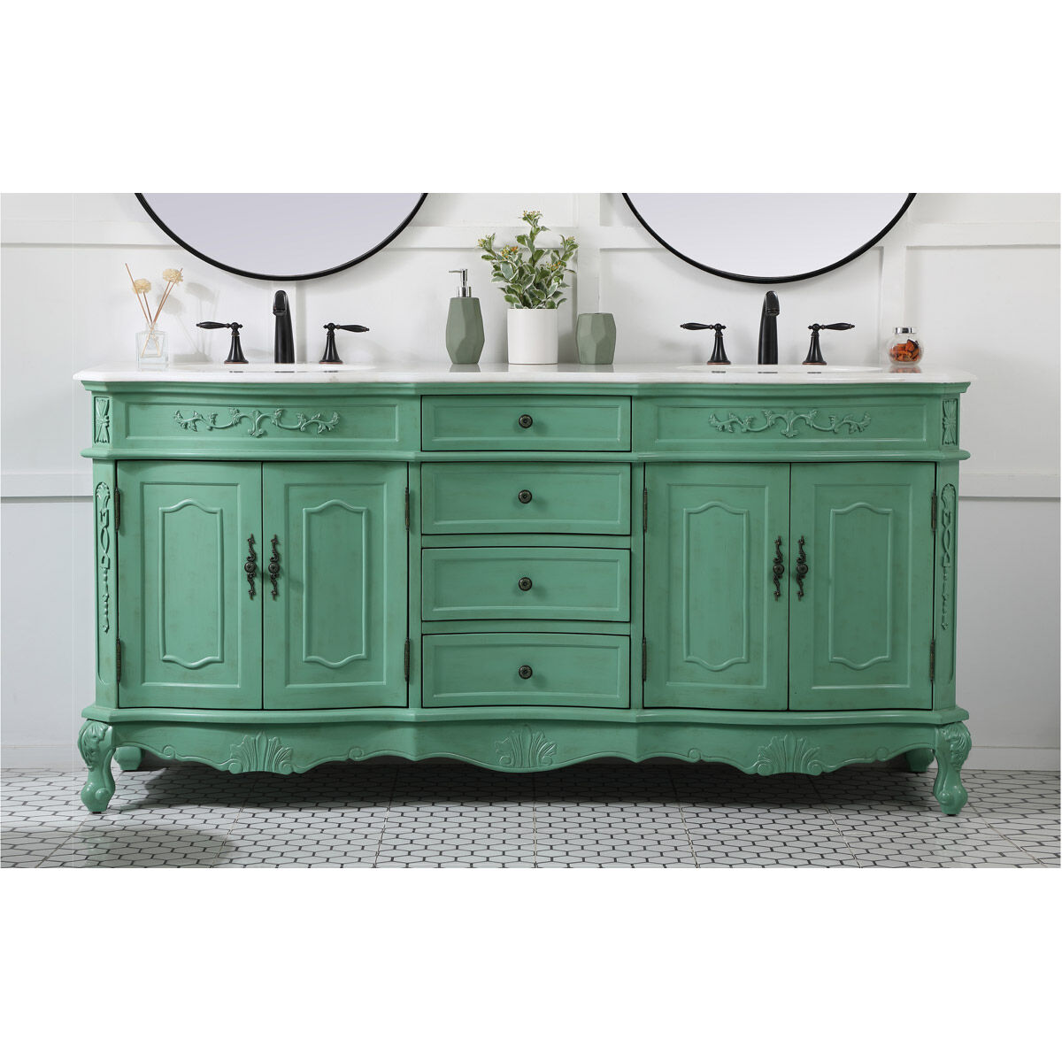 Danville 72 X 21 X 36 inch Vintage Mint Vanity Sink Set
