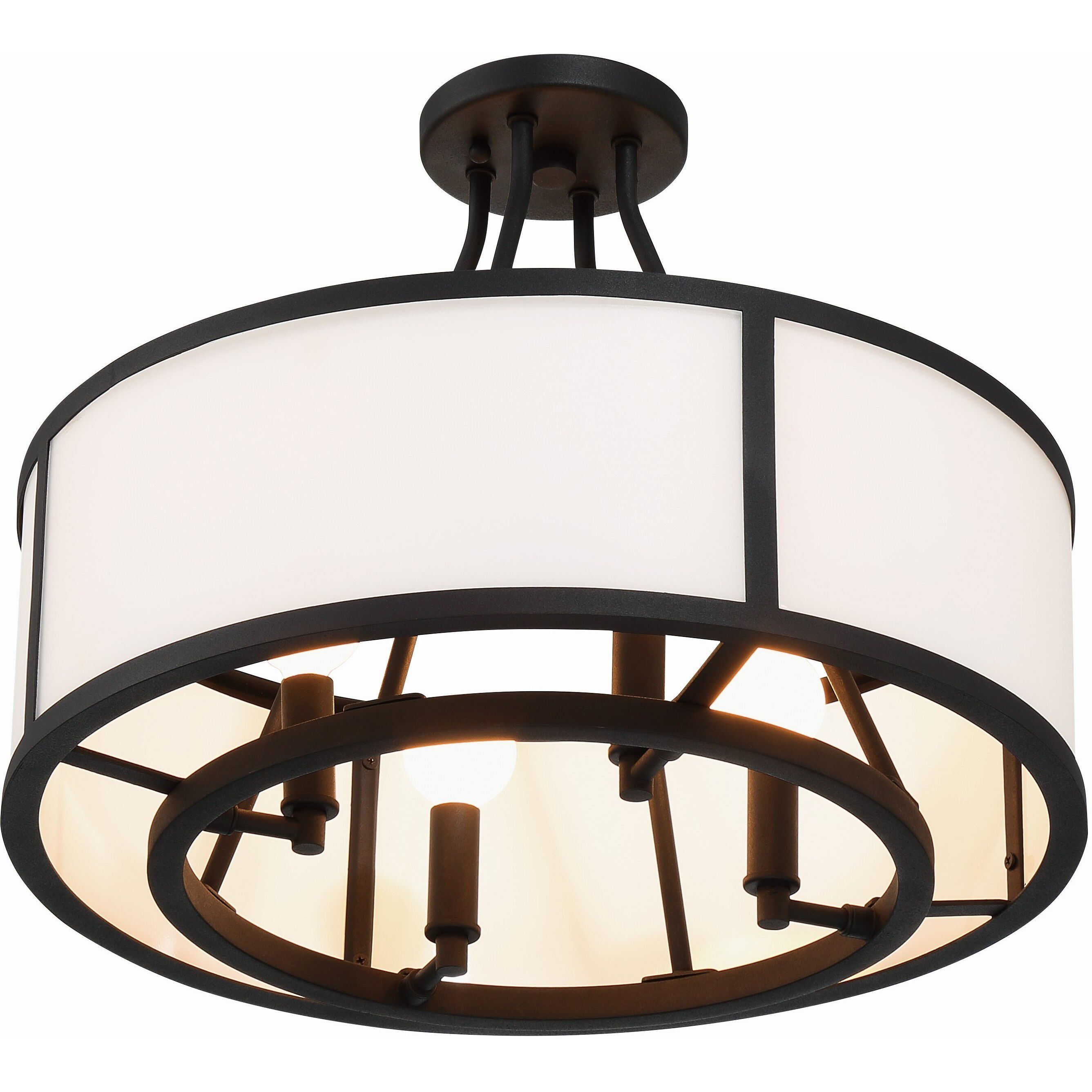 Bryant 4 Light 18 inch Black Forged Semi Flush Ceiling Light