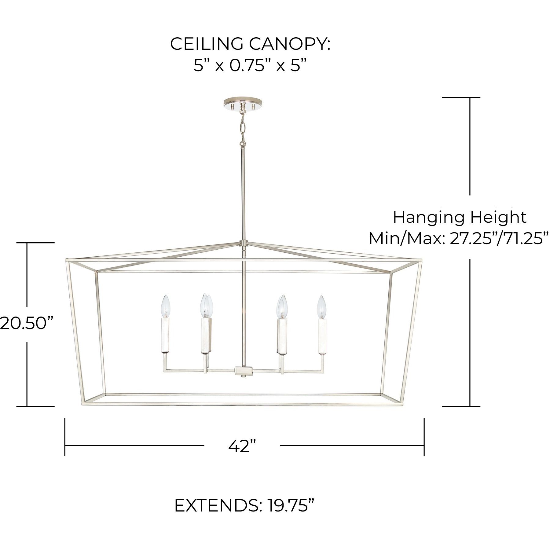 Thea 6 Light 42 inch Polished Nickel Island Ceiling Light