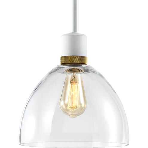 Zigrina 1 Light 10.25 inch Matte White with Aged Brass Pendant Ceiling Light