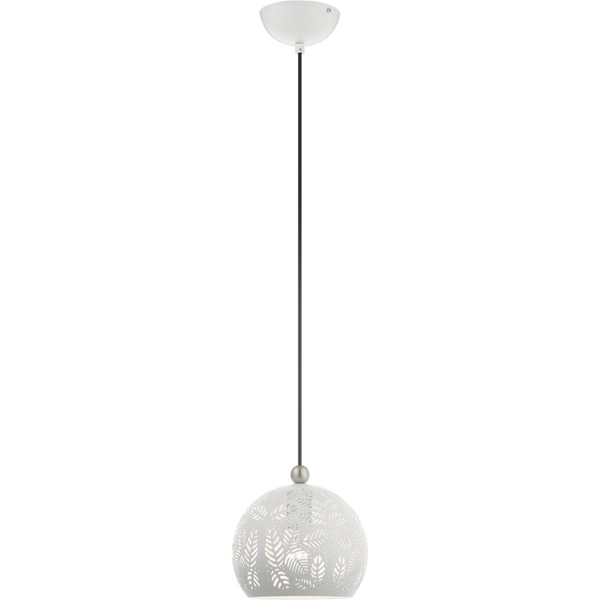 Chantily 1 Light 8 inch White with Brushed Nickel Accents Pendant Ceiling Light