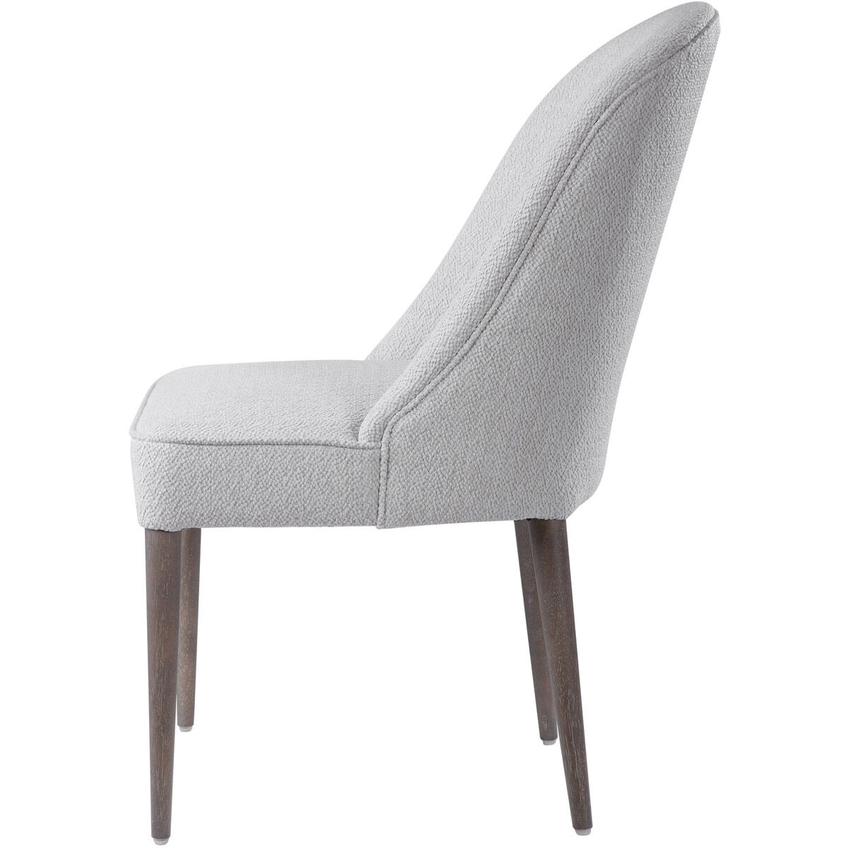 Brie Off-White Textured Fabric and Light Walnut Armless Chairs, Set of 2