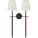 Visual Comfort Signature Collection Thomas O'Brien Bryant2 LED 16 inch Bronze and Saddle Leather Wrapped Double Tail Sconce Wall Light, Large TOB2584BZ/SDL-L - Open Box