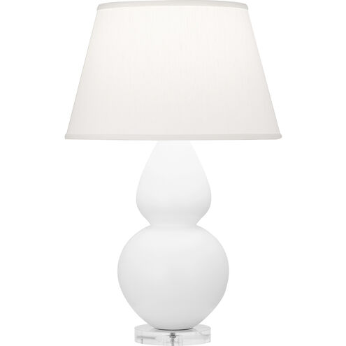 Double Gourd 30 inch 150.00 watt Matte Daisy Glazed Ceramic with Lucite Table Lamp Portable Light in Pearl Dupioni