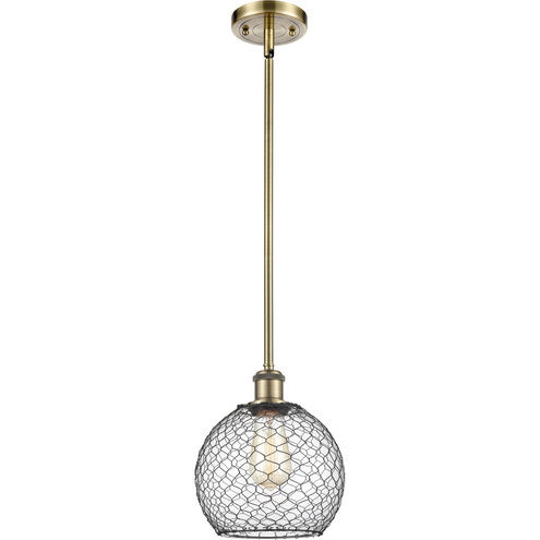 Ballston Farmhouse Chicken Wire 1 Light 8 inch Antique Brass Pendant Ceiling Light, Ballston
