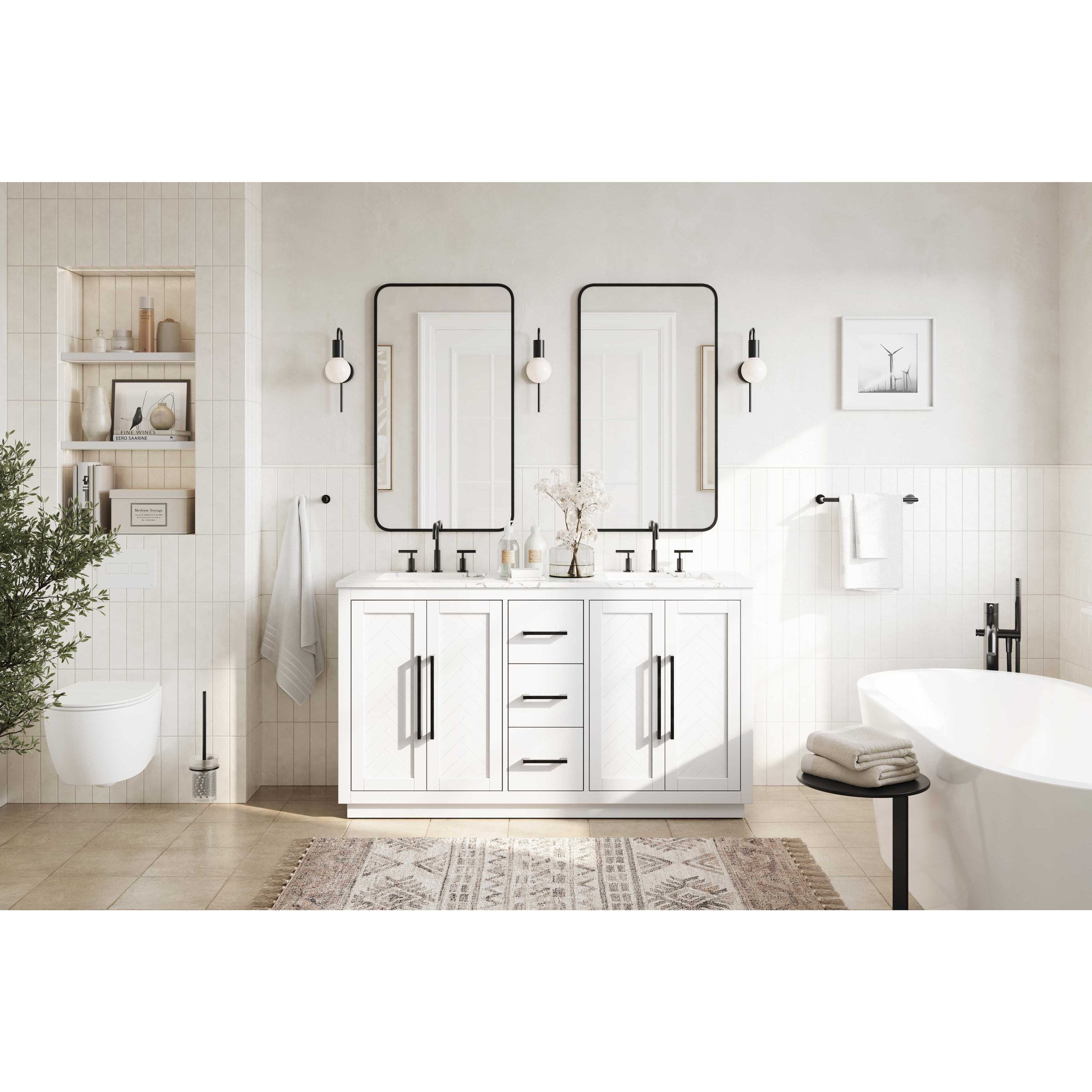 Chase 60 X 34 inch White Bathroom Vanity Cabinet