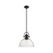 Hines 1 Light 14 inch Matte Black Pendant Ceiling Light in Seeded Glass, Large