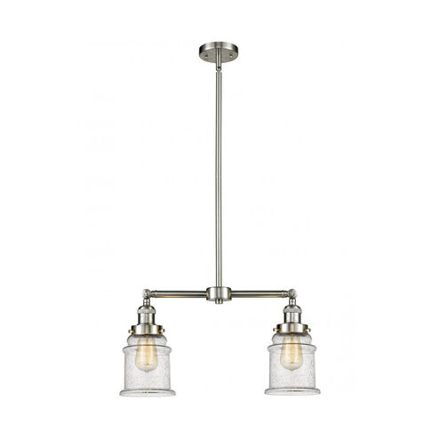 Franklin Restoration Canton LED 21 inch Brushed Satin Nickel Chandelier Ceiling Light in Seedy Glass, Franklin Restoration