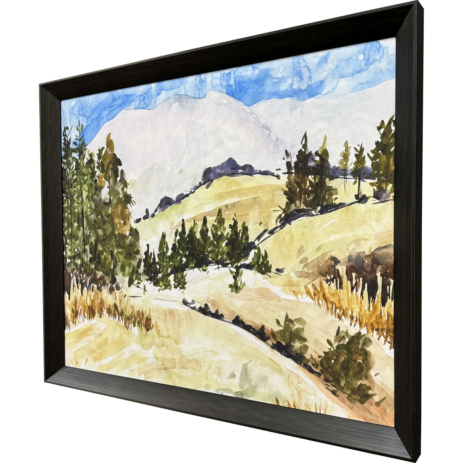 Where Autumn Breathes Brown and Beige and Blue and Green Framed Art
